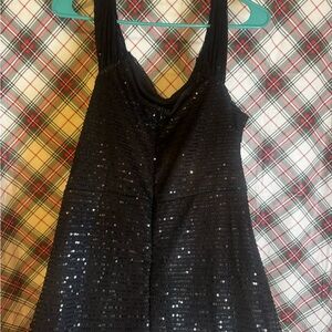 Black Sequin Tank Top